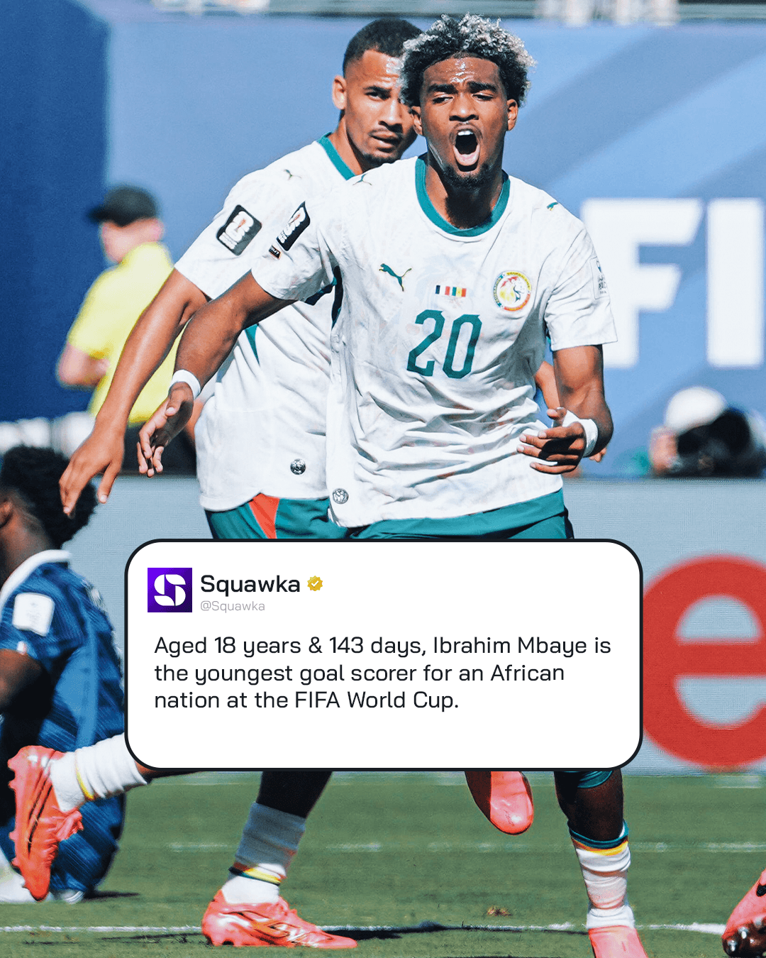 18 jaar 143 dagen mbaye jongste doelpuntenmaker voor een afrikaans team op wk