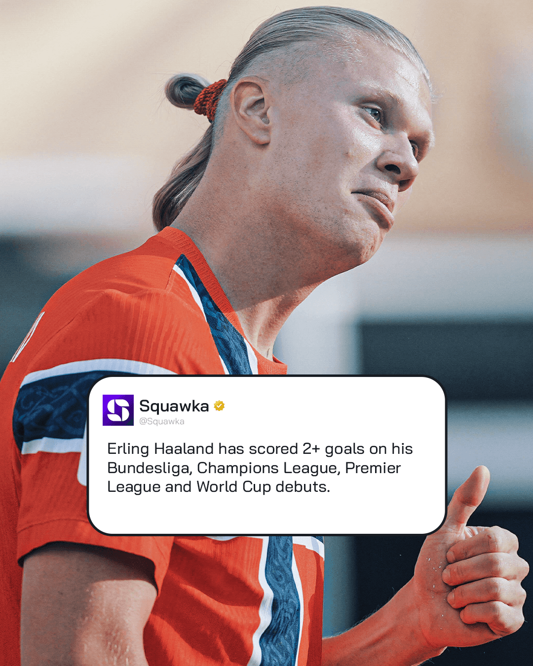 haaland scoort 2x bij wk debuut