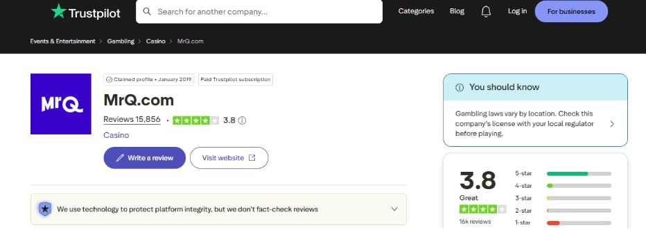 Mr Q Casino Trustpilot