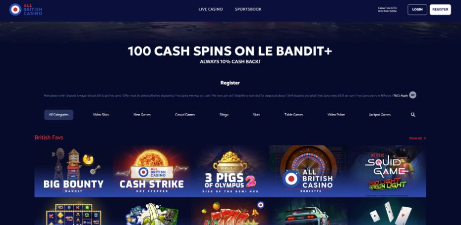 All British Casino - £10 Deposit Bonus Offers