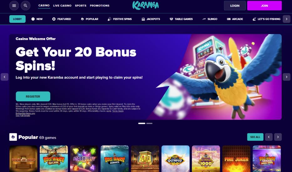 Best for Game Variety Karamba Casino