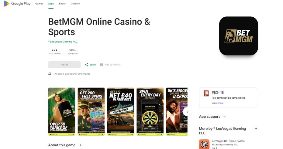 BetMGM Best mobile casino for Android