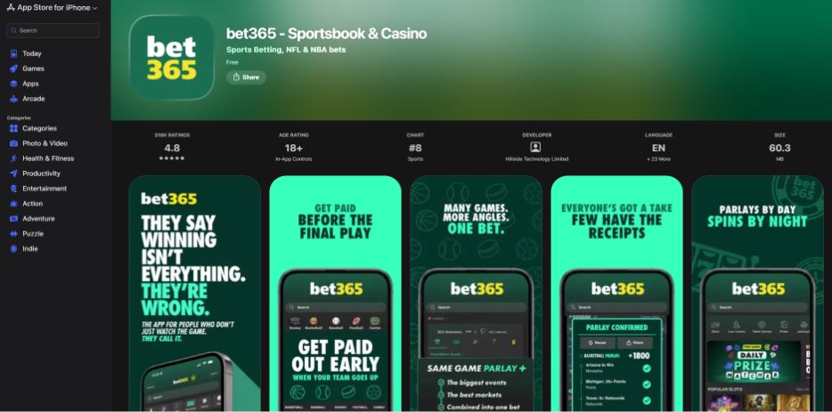 bet365 Games Best for live dealer games on mobile