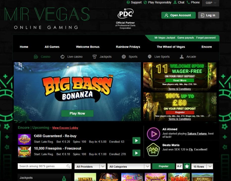 Mr Vegas Casino - 100% Casino Bonuses
