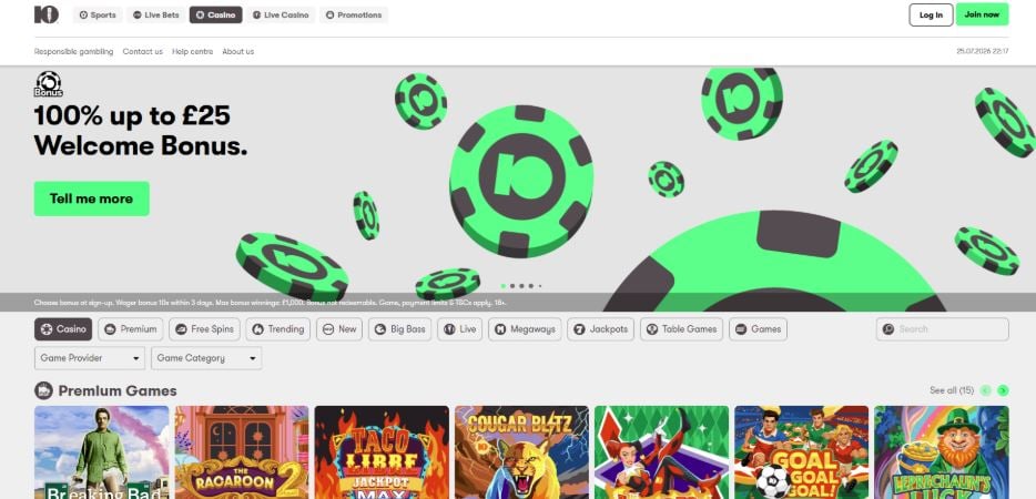 10Bet Casino - 100% Casino Bonuses