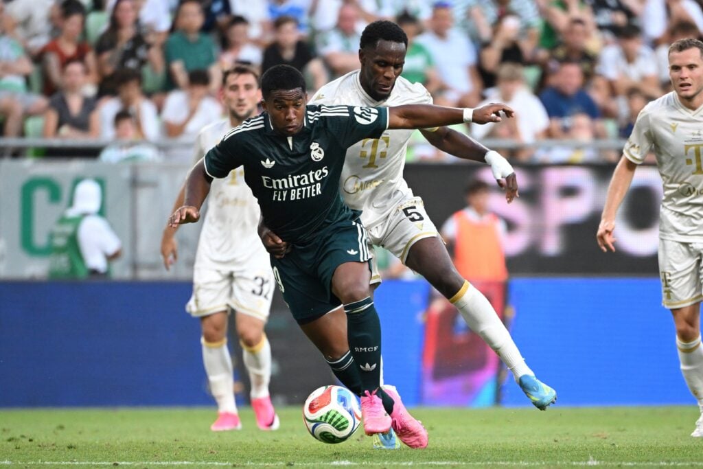 Real Madrid forward Endrick in pre-season action against Ferencvaros