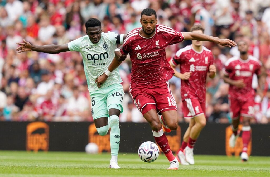 Liverpool forward and Tottenham target Cody Gakpo in pre-season action against Monaco