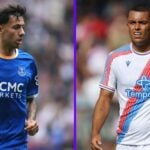 Dwight McNeil (L) and Brennan Jonhnson (R) in action for former sides Everton and Crystal Palace, respectively.