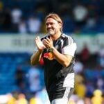 Leeds manager Daniel Farke applauds during pre-season.