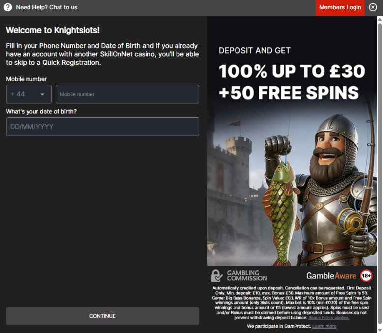 Knight Slots Casino Registration