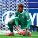 Aston Villa target Zion Suzuki claims the ball for Japan at the 2026 World Cup