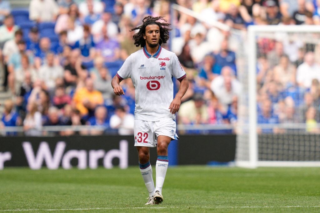 Man City target and Lille midfielder Ayyoub Bouaddi in action in pre-season.