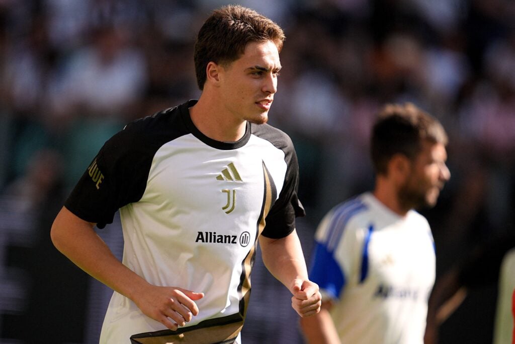 Juventus winger Kenan Yildiz in pre-season training.