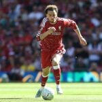 Liverpool midfielder and Inter-bound star Curtis Jones in league action against Brentford.