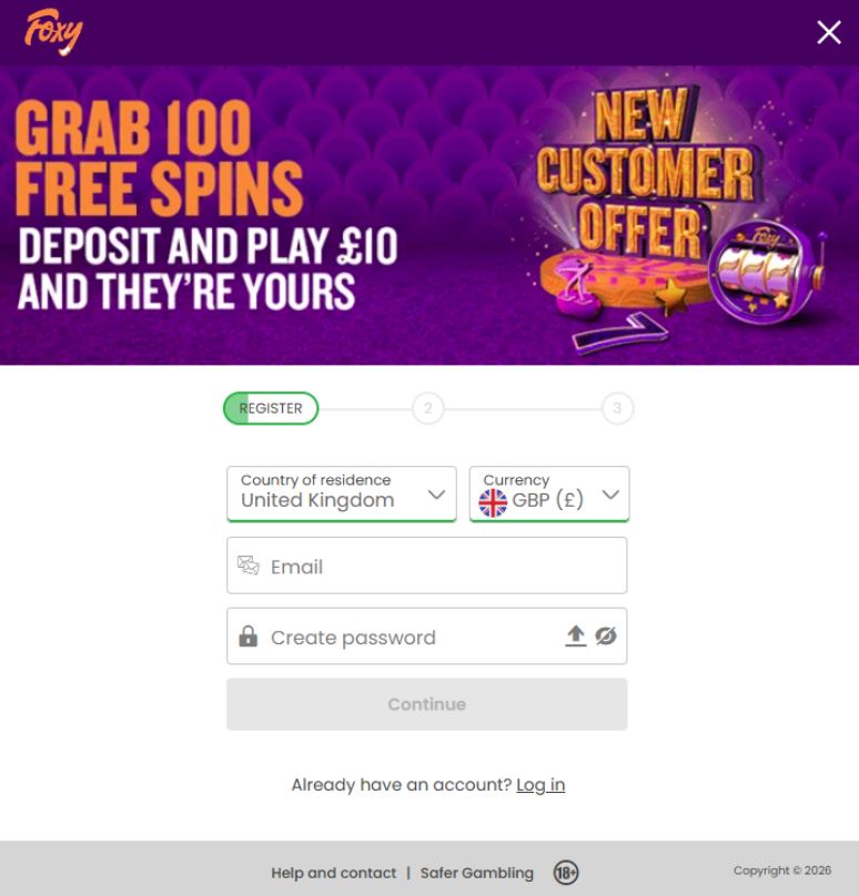 Foxy Bingo Registration