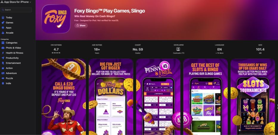Foxy Bingo Casino Mobile