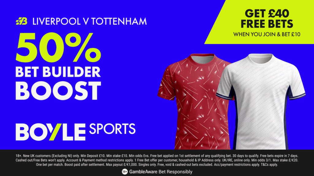 BOYLE Sports Liverpool vs Tottenham Bet Builder Boost offer