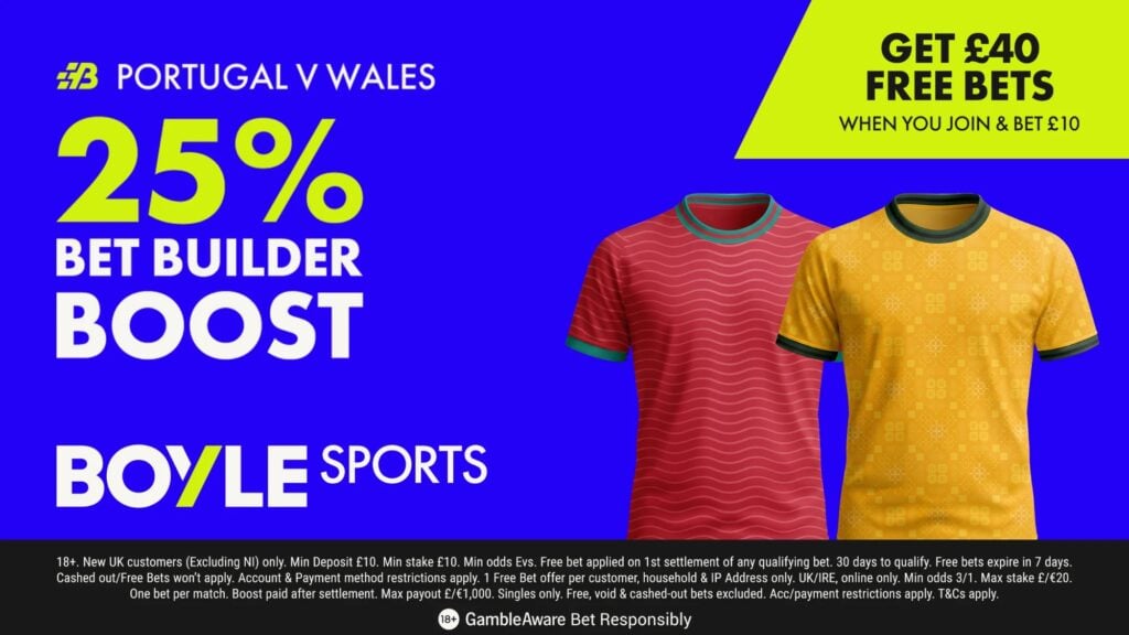 BOYLE Sports Portugal vs Wales 25% Bet Builder Boost offer
