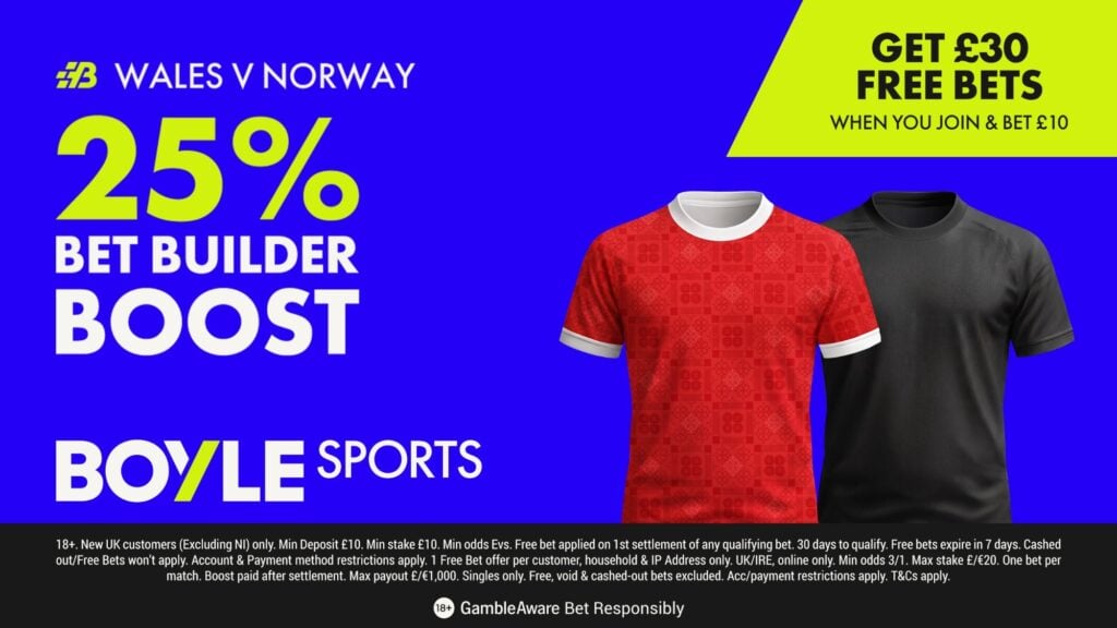 BOYLE Sports Wales vs Norway 25% Bet Builder Boost offer