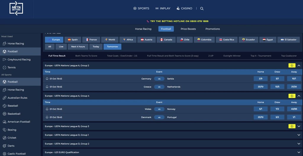 meta betting football betting