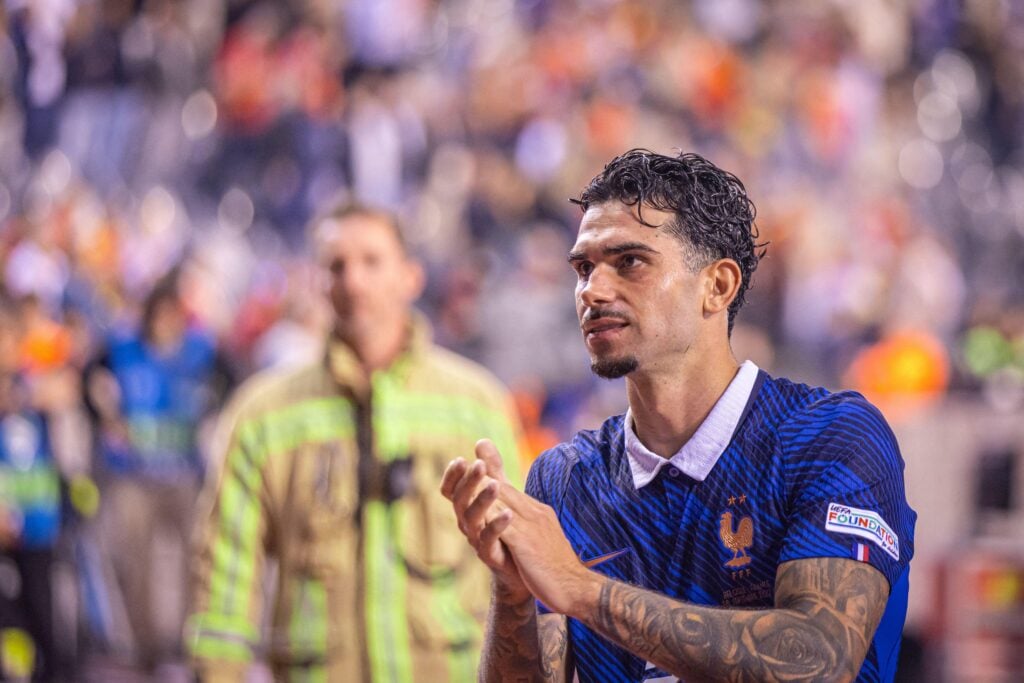 Lucas da Cunha applauds during France's UEFA Nations League win over Belgium