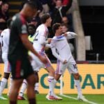 Yeremy Pino celebrates scoring for Crystal Palace against Nottingham Forest