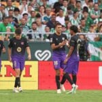 Rodri celebrates with his Barcelona teammates during the 5-2 La Liga win over Real Betis