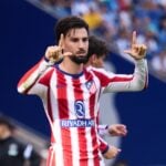 Rumoured Arsenal target and Atletico Madrid winger Alex Baena celebrates scoring in La Liga