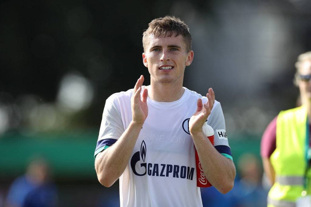 Everton loanee Jonjoe Kenny claps fans after a pre-season game for Schalke