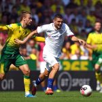Norwich City's Tom Trybull and Chelsea's Mateo Kovacic battle for the ball