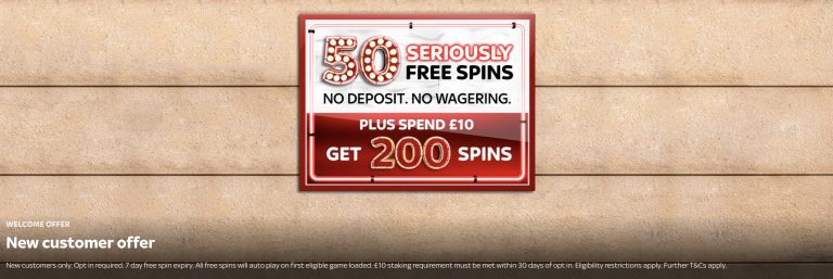 Sky Vegas Welcome Offer 50 Free Spins No Deposit Bet 10 Get 200 Spins
