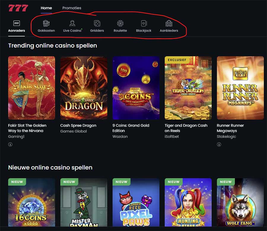 casino 777 spellen en gokkasten