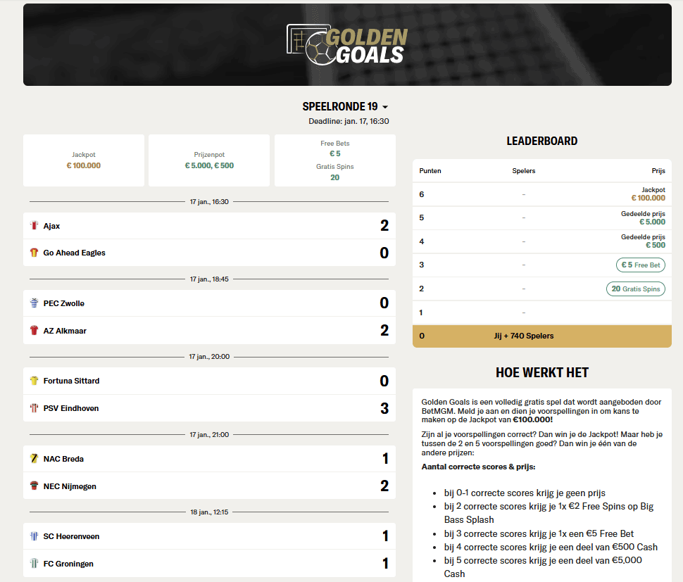 golden goals betmgm prijzen voorspellingen tips