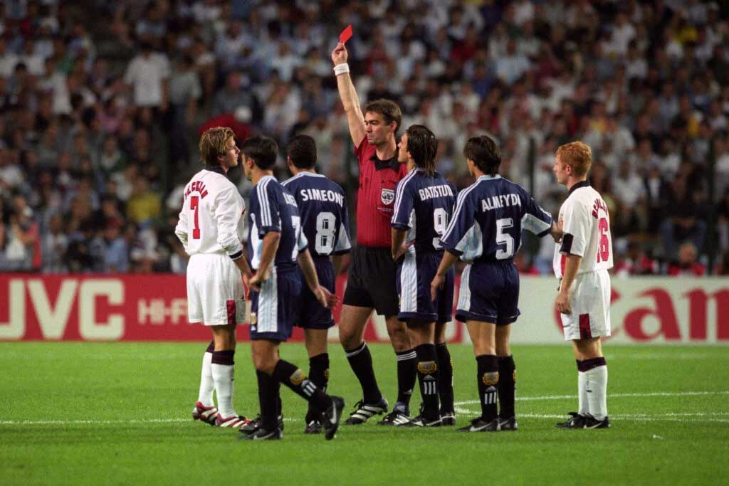 wk wat als david beckham geen rood had gekregen tegen argentinie 1998