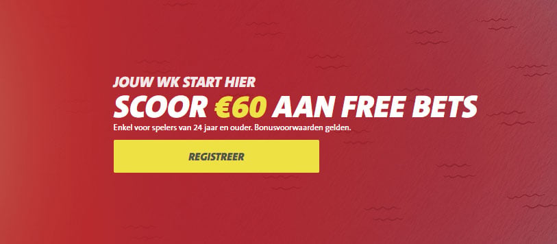 jacks scoor 60 euro free bets voor wedden op wk