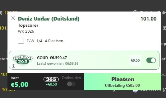 jackpot 365 bij sportwedden bet365