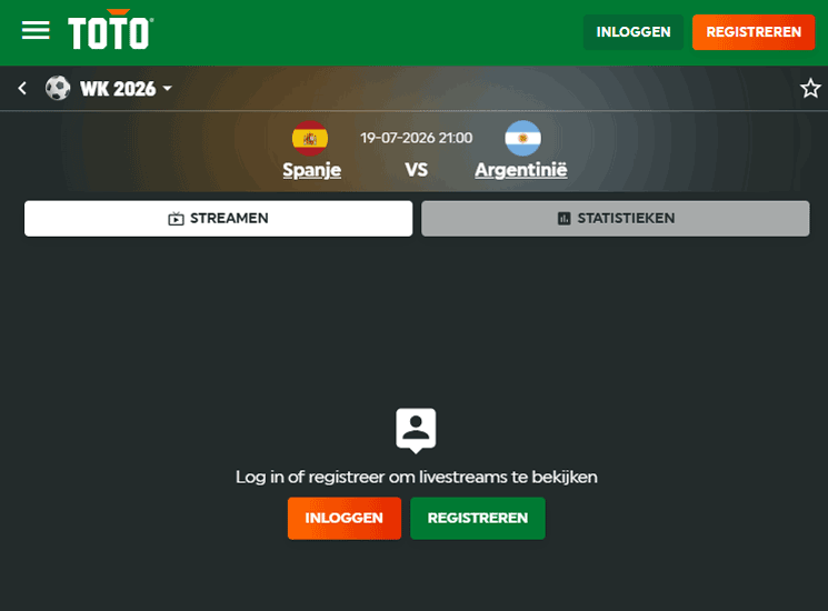 TOTO WK-finale live stream - kijk Spanje Argentinië gratis