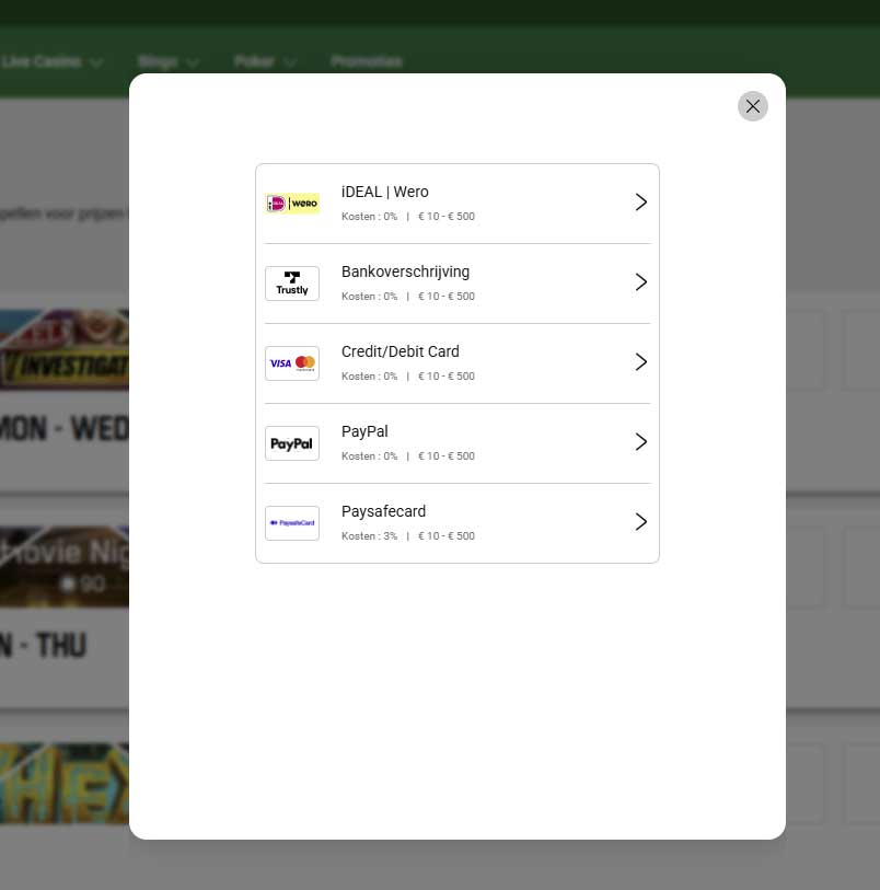 unibet betalen uitbetalen bingo