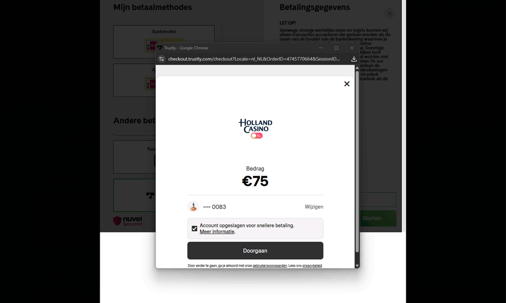 Kies je bank en bevestig de betaling