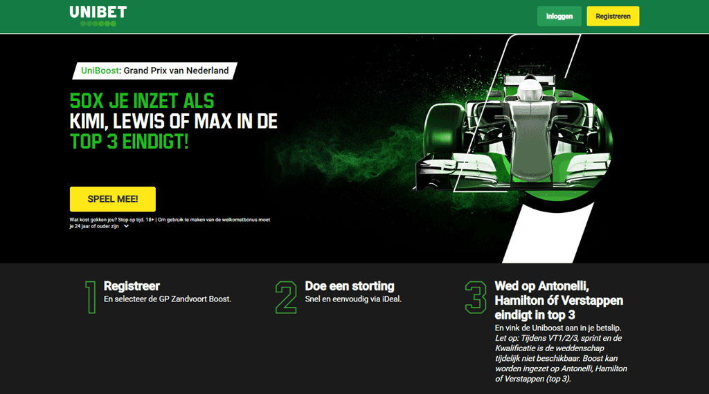 F1 Zandvoort actie Unibet