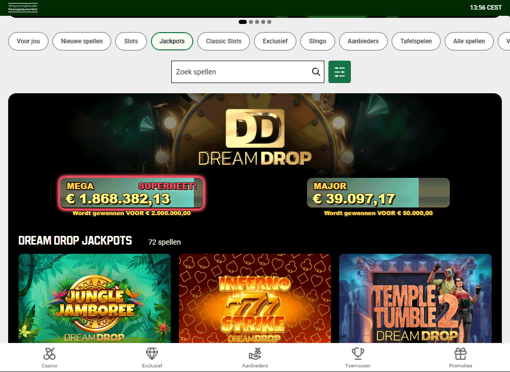 Jackpots bij Unibet Casino