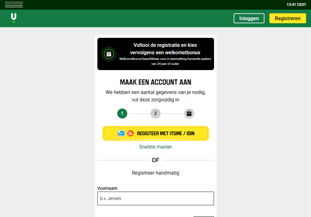 Registreren bij Unibet Casino