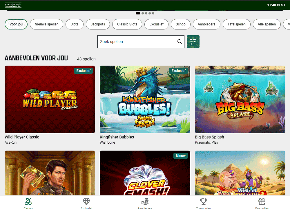 Mijn eerste indruk van de Unibet Casino-lobby