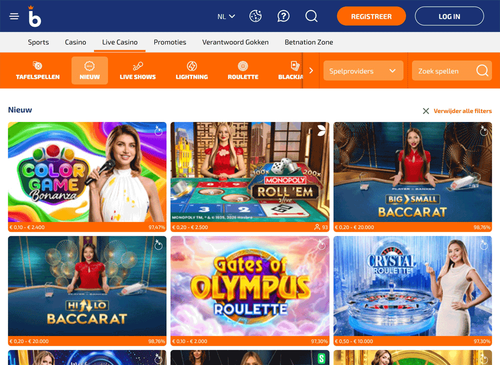 Het live casino van Betnation: veel keuze, beperkt Nederlands aanbod