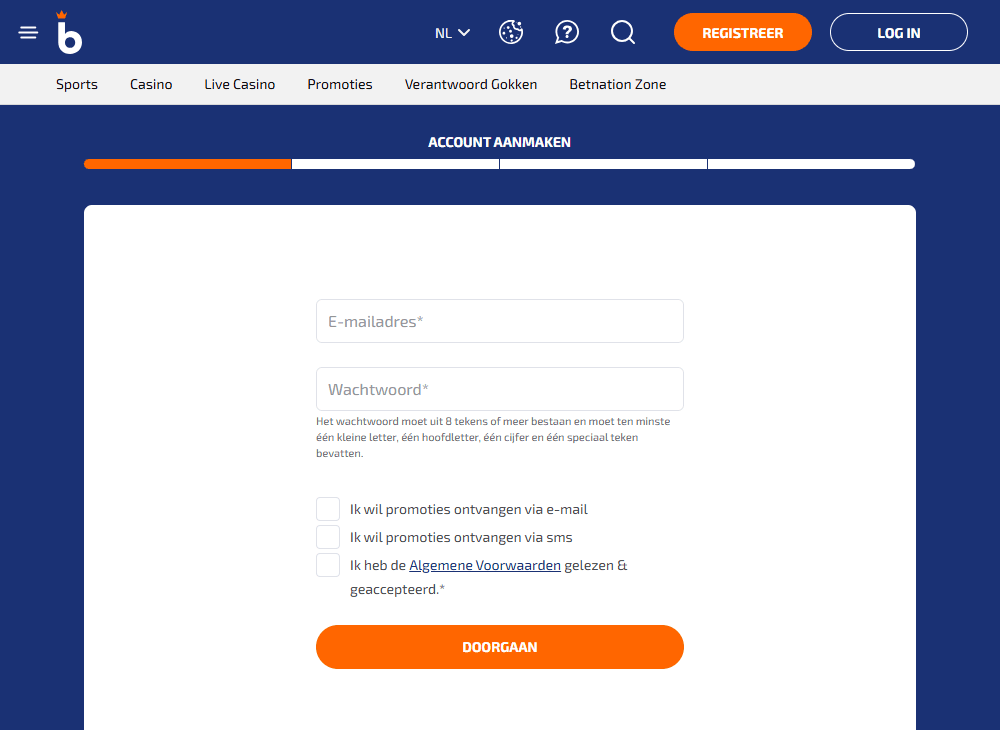 Registreren bij Betnation Casino