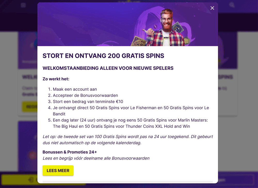 Optie 2: 200 free spins verdeeld over vier spellen