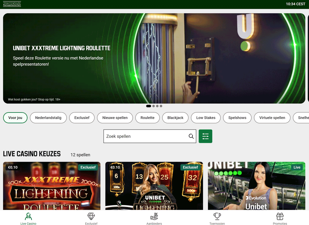 Unibet: sterk allround live casino