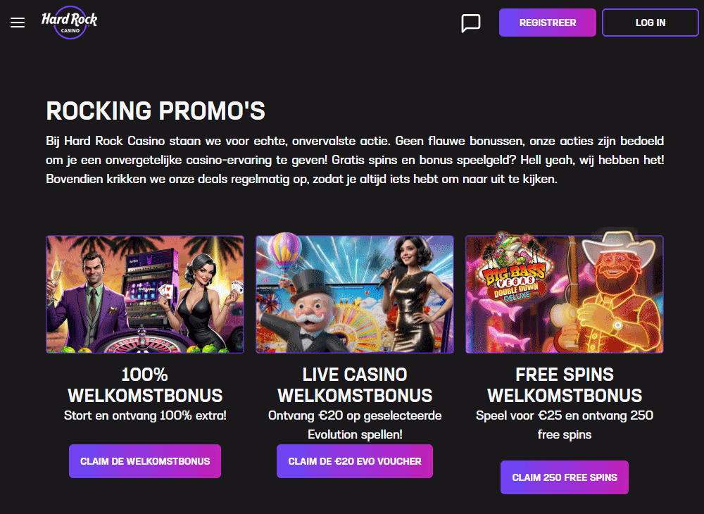 Hard Rock Casino: live actie vanaf een lage storting