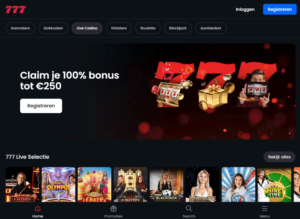 Casino777: voor live acties en game shows