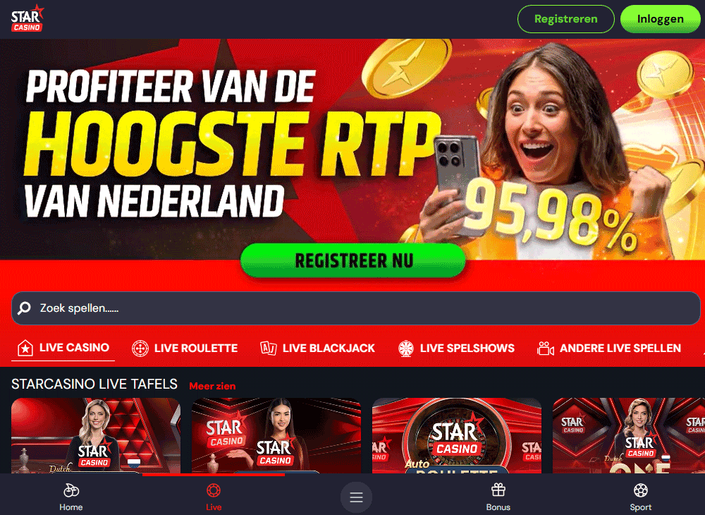 Starcasino: sterke keuze voor live spelers met een app